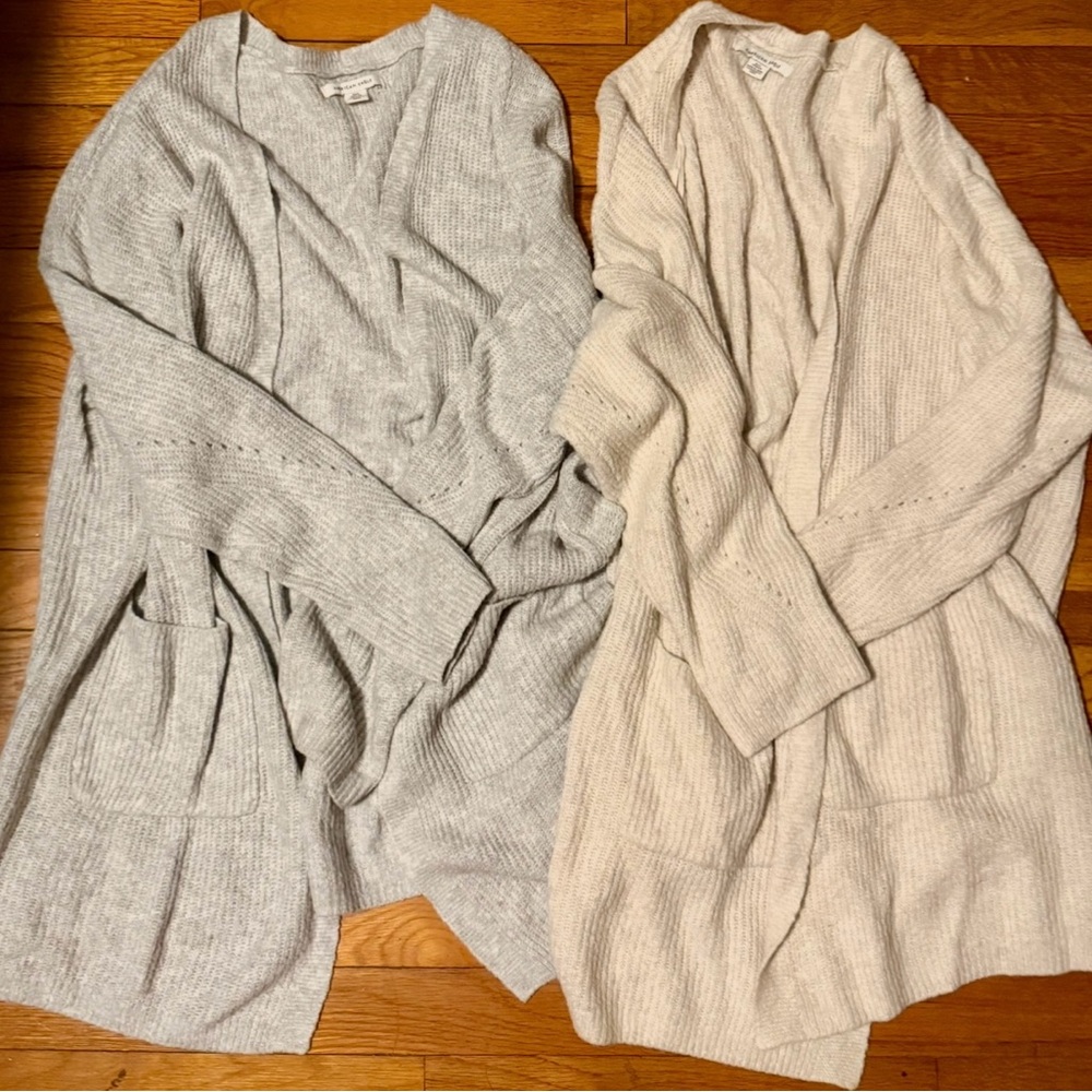 American Eagle Outfitters Women's Cardigan Sweater - Gray and Cream